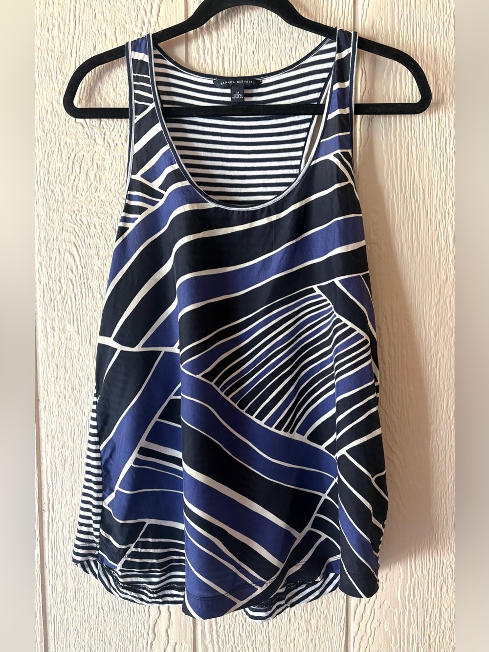 Banana Republic Multicolored Striped Silk Cotton Sleeveless Top Size M Blue